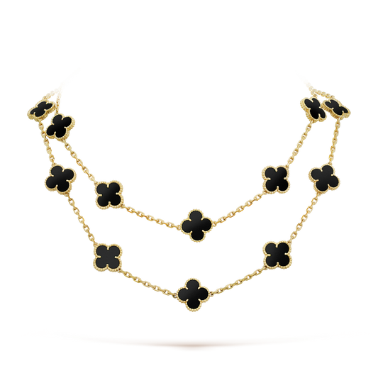[Super CiCi ]CLOVER 20 MOTIFS ONYX NECKLACE