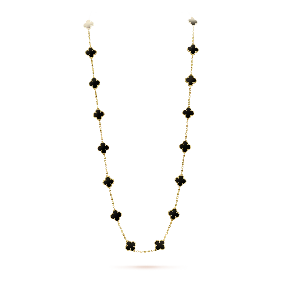 [Super CiCi ]CLOVER 20 MOTIFS ONYX NECKLACE