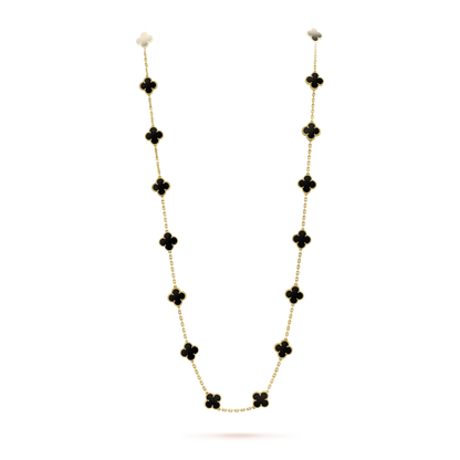 [Super CiCi ]CLOVER 20 MOTIFS ONYX NECKLACE