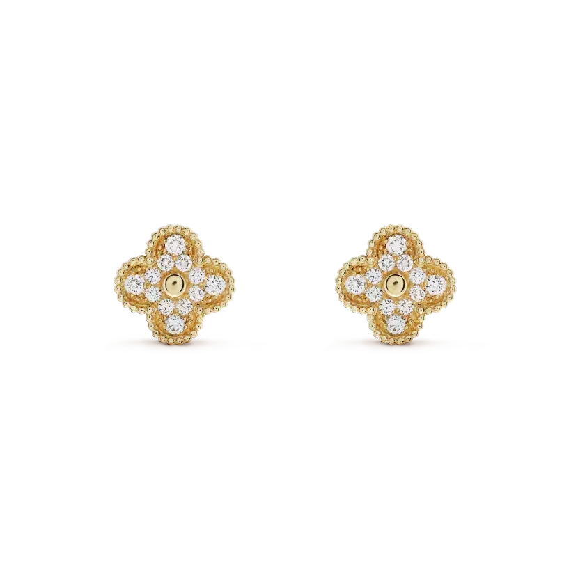 [Super CiCi ]CLOVER MEDIUM 1 MOTIFS FUll DIAMOND EARRINGS