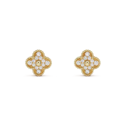 [Super CiCi ]CLOVER MEDIUM 1 MOTIFS FUll DIAMOND EARRINGS