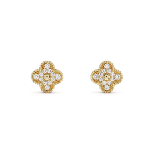 [Super CiCi ]CLOVER MEDIUM 1 MOTIFS FUll DIAMOND EARRINGS