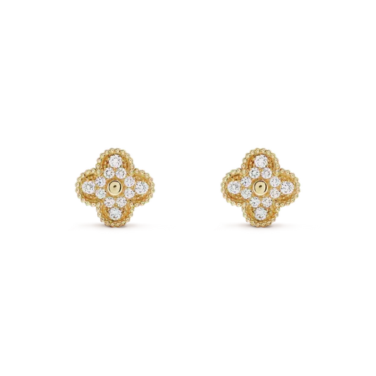 [Super CiCi ]CLOVER MEDIUM 1 MOTIFS FUll DIAMOND EARRINGS