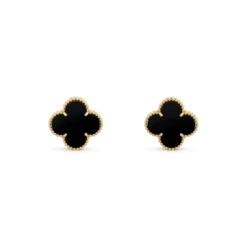 [Super CiCi ]CLOVER MEDIUM 1 MOTIFS  ONYX STUD EARRINGS