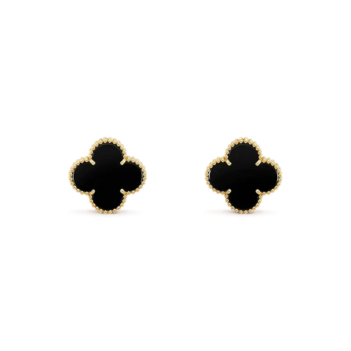 [Super CiCi ]CLOVER MEDIUM 1 MOTIFS  ONYX STUD EARRINGS
