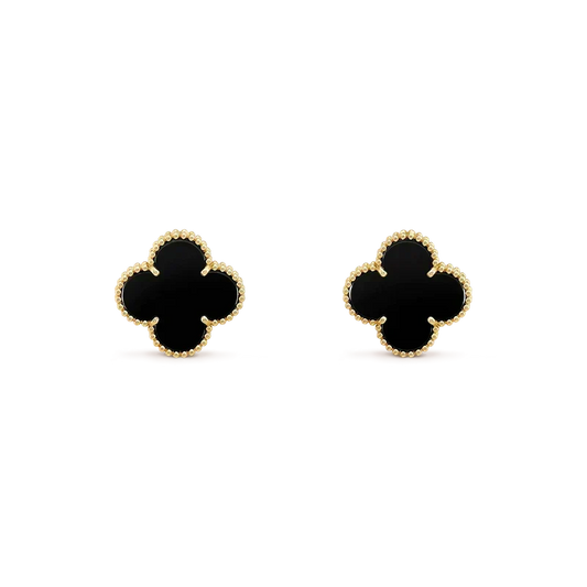[Super CiCi ]CLOVER MEDIUM 1 MOTIFS  ONYX STUD EARRINGS