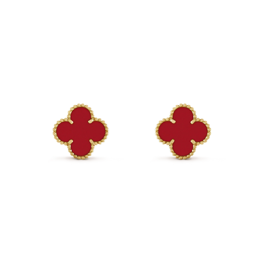 [Super CiCi ]CLOVER MINI 9.5MM CARNELIAN EARRINGS