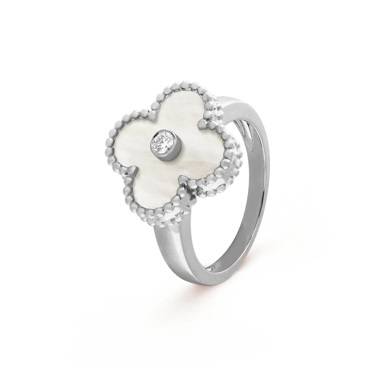 [Super CiCi ]CLOVER SILVER MOP DIAMOND RING