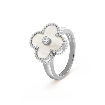 [Super CiCi ]CLOVER SILVER MOP DIAMOND RING