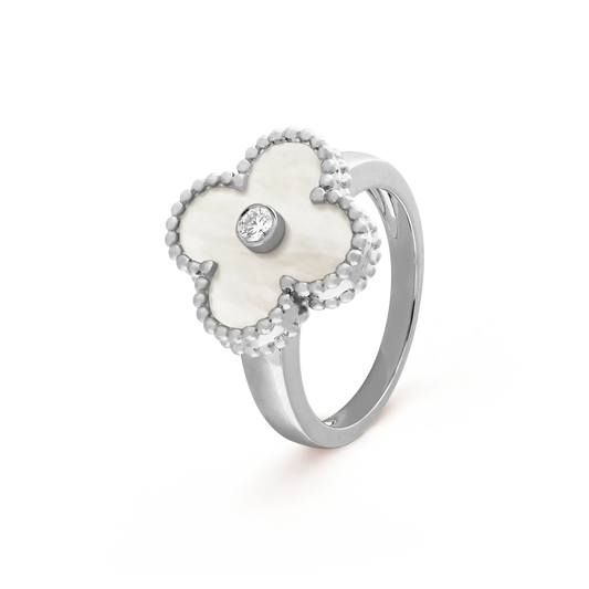 [Super CiCi ]CLOVER SILVER MOP DIAMOND RING
