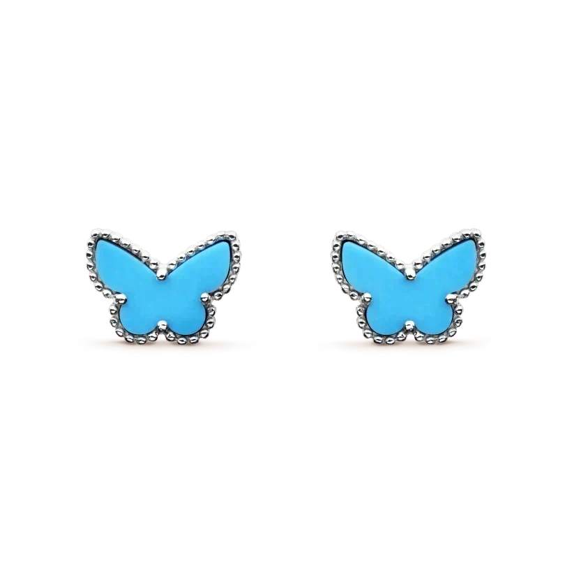 [Super CiCi ]BUTTERFLY TURQUOISE EARRINGS SILVER