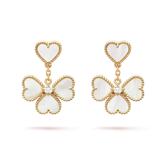 [Super CiCi ]CLOVER SWEET WHITE MOP EARRINGS