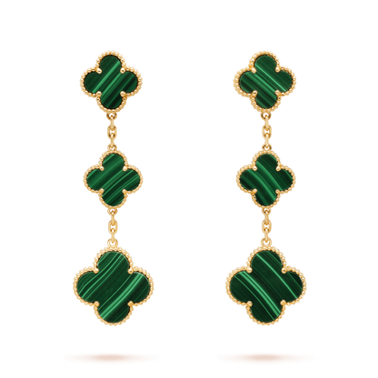 [Super CiCi ]CLOVER MALACHITE 3 MOTIFS GOLD