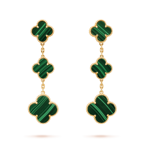 [Super CiCi ]CLOVER MALACHITE 3 MOTIFS GOLD