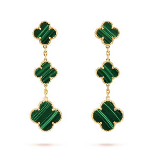 [Super CiCi ]CLOVER MALACHITE 3 MOTIFS GOLD