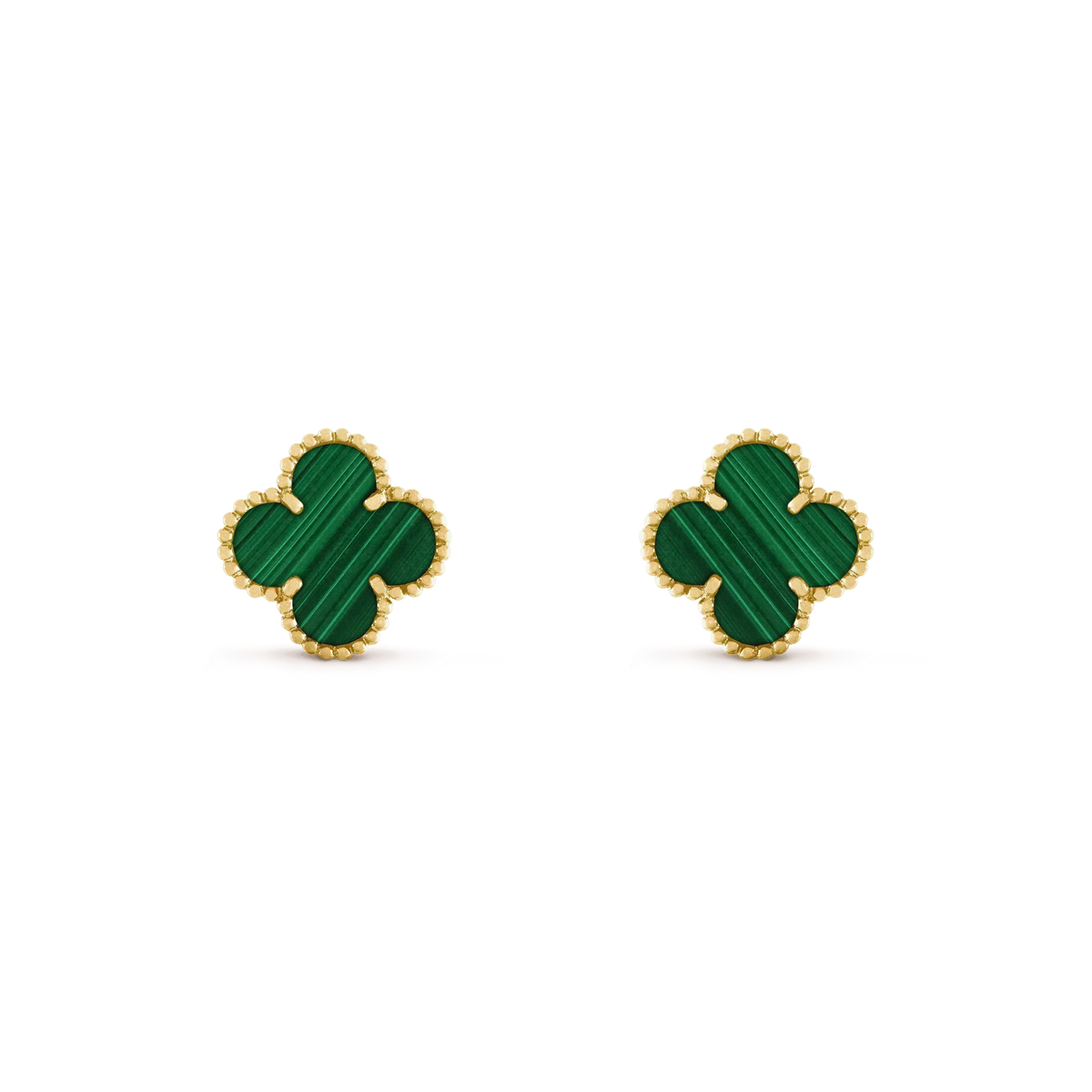 [Super CiCi ]CLOVER MEDIUM 1 MOTIFS MALACHITE  EARRINGS