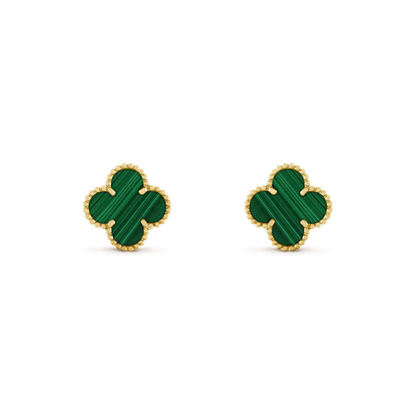 [Super CiCi ]CLOVER MEDIUM 1 MOTIFS MALACHITE  EARRINGS