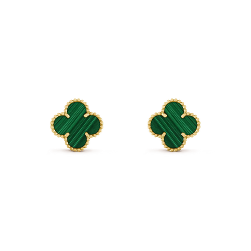 [Super CiCi ]CLOVER MEDIUM 1 MOTIFS MALACHITE  EARRINGS