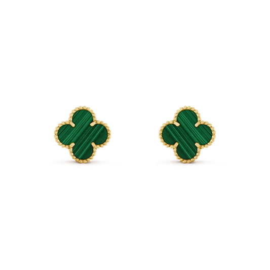 [Super CiCi ]CLOVER MEDIUM 1 MOTIFS MALACHITE  EARRINGS