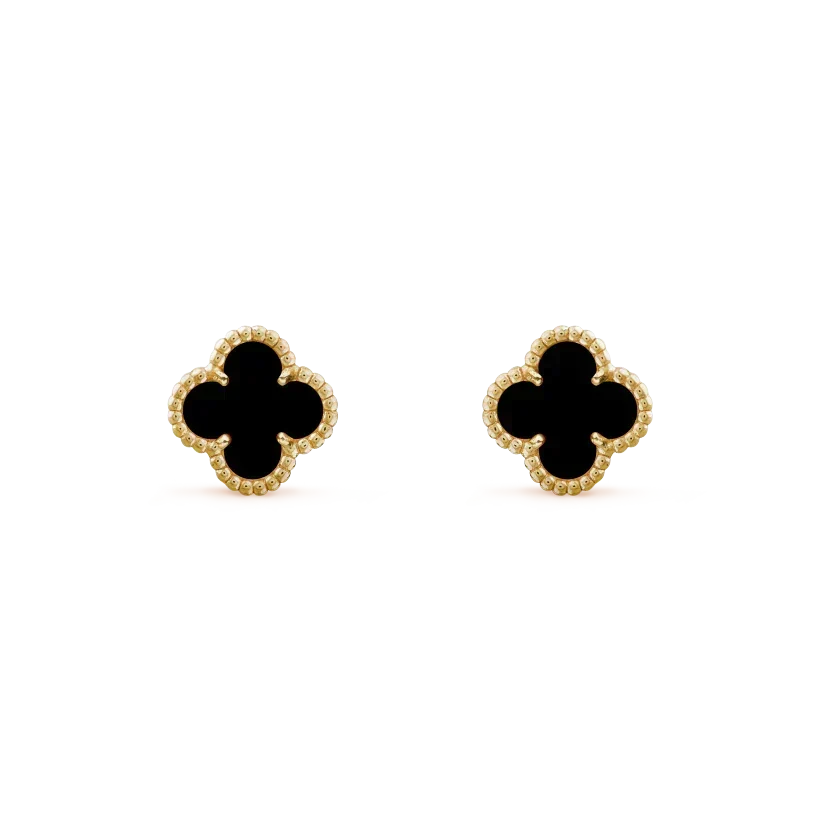 [Super CiCi ]CLOVER MINI 9.5MM BLACK MOP EARRINGS