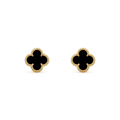 [Super CiCi ]CLOVER MINI 9.5MM BLACK MOP EARRINGS