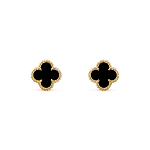 [Super CiCi ]CLOVER MINI 9.5MM BLACK MOP EARRINGS