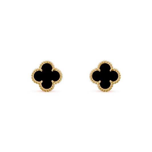 [Super CiCi ]CLOVER MINI 9.5MM BLACK MOP EARRINGS