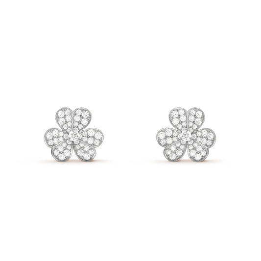 [Super CiCi ]CLOVER COMOS DIAMOND EARRINGS SILVER