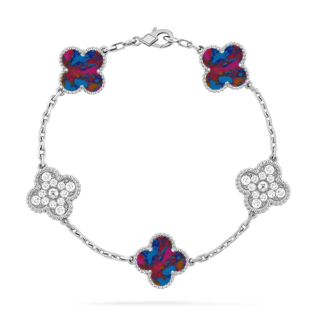 [Super CiCi ]CLOVER 5 MOTIF COLOR GEMSTONES BRACELET COLLECTION
