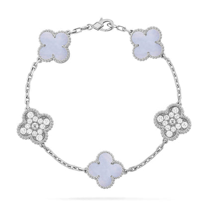 [Super CiCi ] CLOVER 5 MOTIF PURPLE CHALCEDONY BRACELET COLLECTION