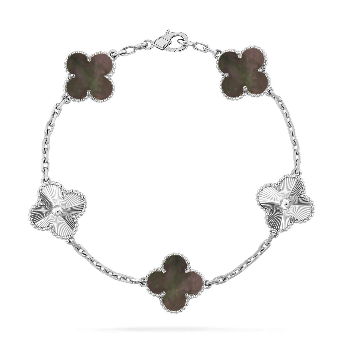 [Super CiCi ] CLOVER 5 MOTIF GRAY MOP BRACELET COLLECTION