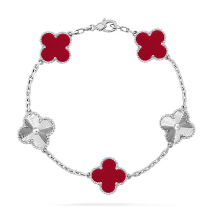 [Super CiCi ] CLOVER 5 MOTIF RED CORNELIAN BRACELET COLLECTION