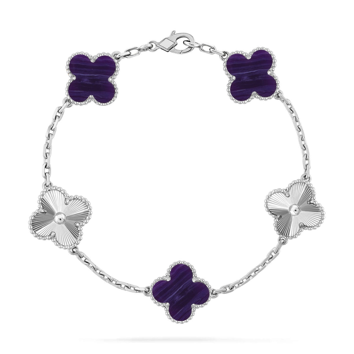 [Super CiCi ]CLOVER 5 MOTIF PURPLE STRIPES BRACELET COLLECTION