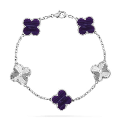 [Super CiCi ]CLOVER 5 MOTIF PURPLE STRIPES BRACELET COLLECTION