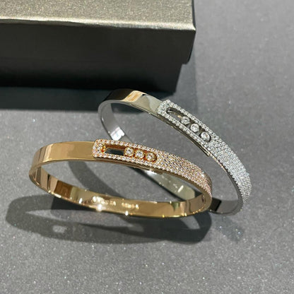 [Super CiCi]Move Noa Rose Gold Pav¨¦ Diamond Bangle Bracelet