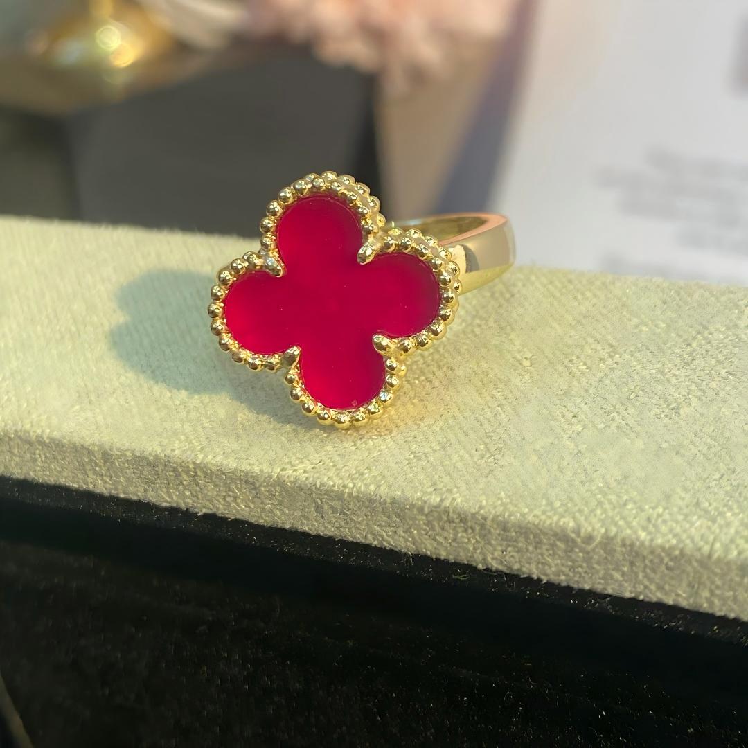 [Super CiCi]NEW CLOVER PINK ENAMEL RINGS