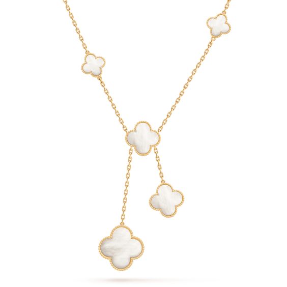 [Super CiCi ]CLOVER MOTHER OF PEARL NECKLACE 6 MOTIF