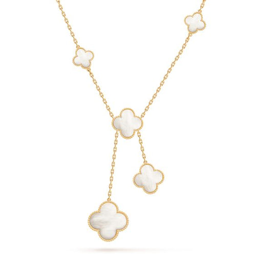 [Super CiCi ]CLOVER MOTHER OF PEARL NECKLACE 6 MOTIF