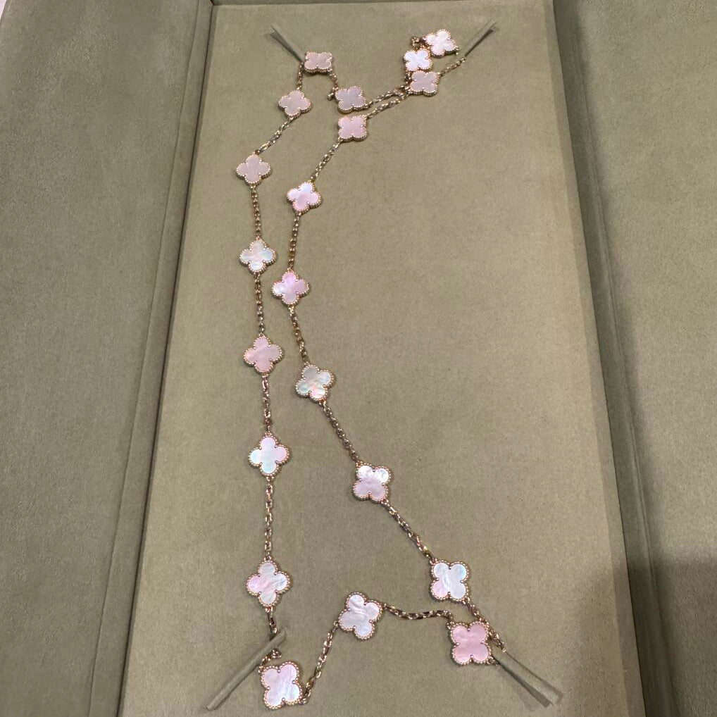 [Super CiCi ]CLOVER 20 MOTIFS PINK MOP NECKLACE