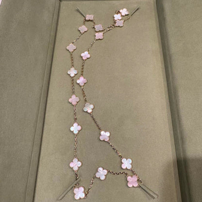 [Super CiCi ]CLOVER 20 MOTIFS PINK MOP NECKLACE