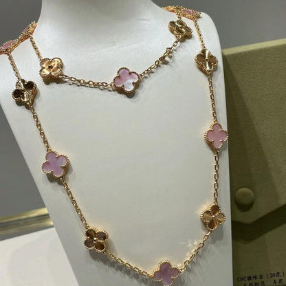 [Super CiCi ]CLOVER 20 MOTIFS LASER PINK MOP NECKLACE