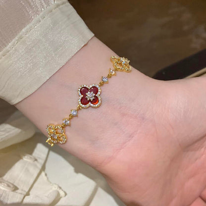 [Super CiCi ]CLOVER 5 MOTIF PINK BLUE RED WHITE BRACELET