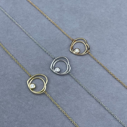 [Super CiCi]HOLLOW HEART SINGLE DIAMOND BRACELET