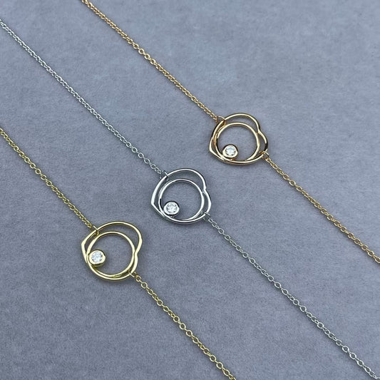 [Super CiCi]HOLLOW HEART SINGLE DIAMOND BRACELET