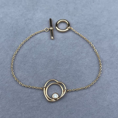 [Super CiCi]HOLLOW HEART SINGLE DIAMOND BRACELET