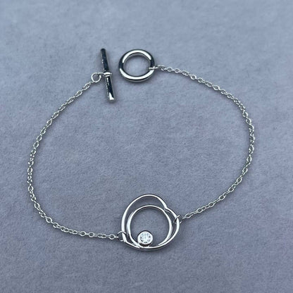 [Super CiCi]HOLLOW HEART SINGLE DIAMOND BRACELET