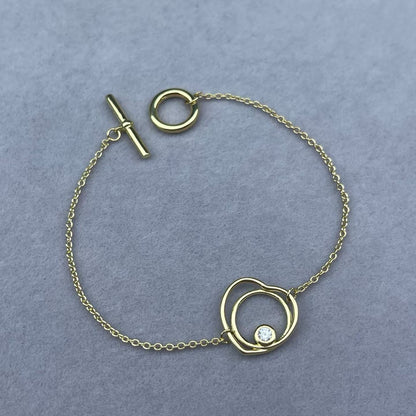 [Super CiCi]HOLLOW HEART SINGLE DIAMOND BRACELET