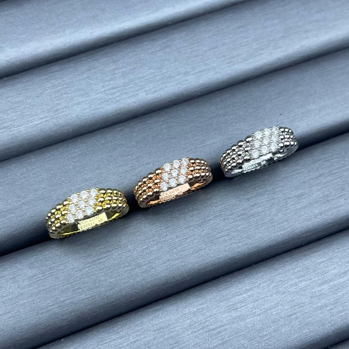 [Super CiCi]NARROW BEADED RING WITH DIAMONDS