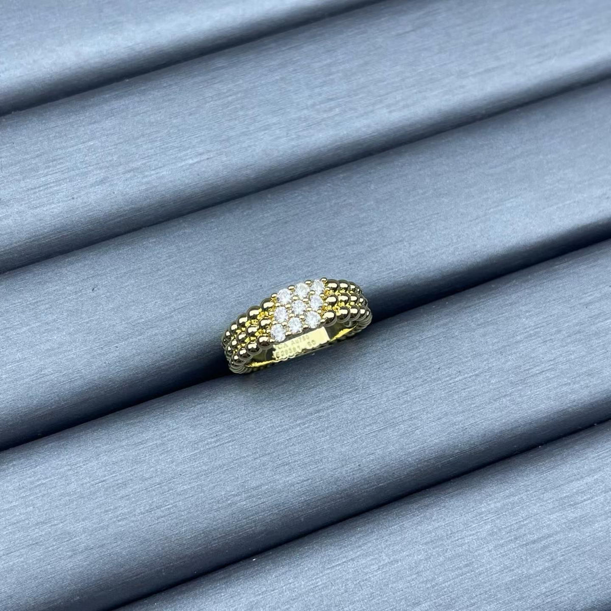 [Super CiCi]NARROW BEADED RING WITH DIAMONDS