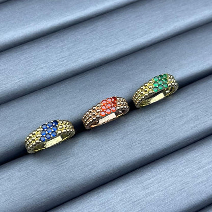 [Super CiCi]NARROW BEADED RING WITH DIAMONDS